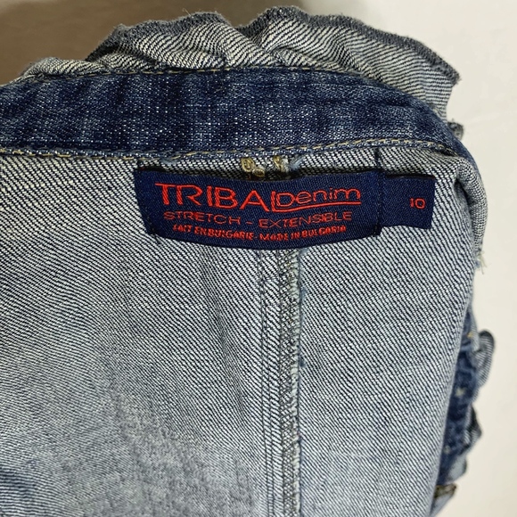 Tribal Denim Ruffle and Button Vest Size 10 - Picture 5 of 6